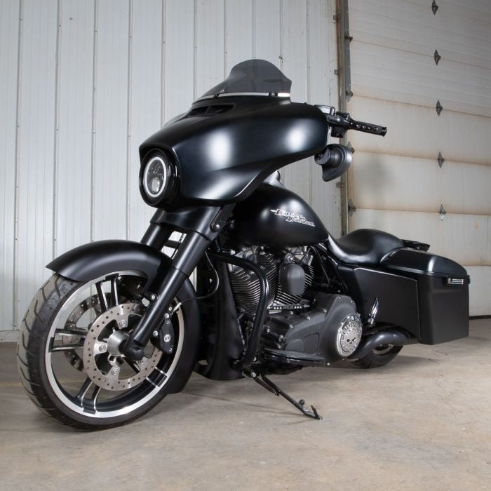 Color Match Scoop Daddy™ Stretched Side Covers for Harley® Touring from HOGWORKZ on denim black street glide