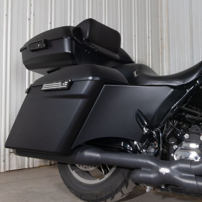 Color Match Scoop Daddy™ Stretched Side Covers for Harley® Touring from HOGWORKZ on denim black street glide