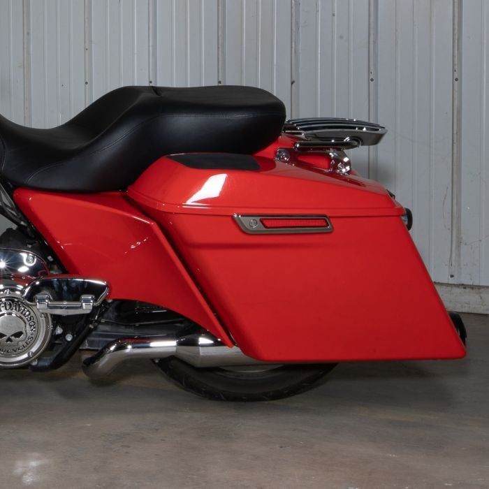 Color Match Scoop Daddy™ Stretched Side Covers for Harley® Touring from HOGWORKZ on Laguna Orange street glide