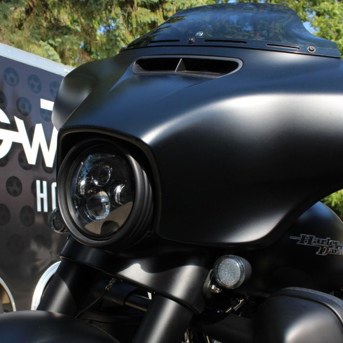 Harley® 7" LED Blackout Headlight from HOGWORKZ® on matte black street glide