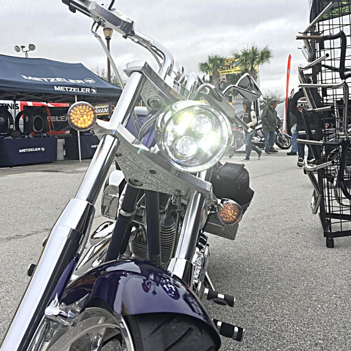 Harley® 5 3/4" Chrome LED Headlight from HOGWORKZ® on bike