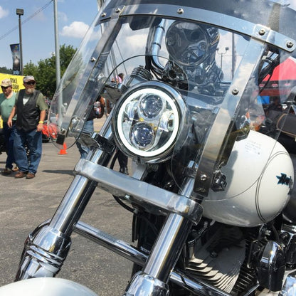 Harley® 5 3/4" Chrome LED HALOMAKER® Headlight from HOGWORKZ® on bike