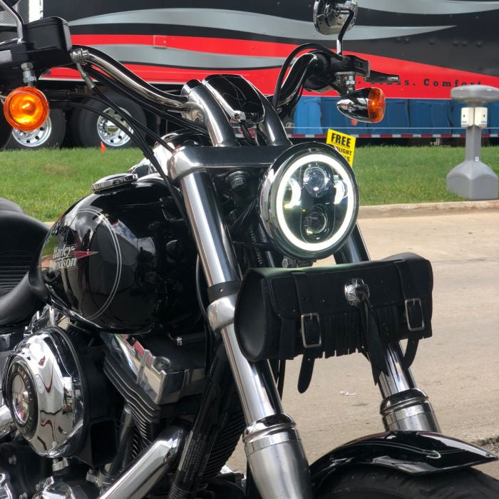 Harley® 5 3/4" Black HALOMAKER® LED Headlight from HOGWORKZ® on bike
