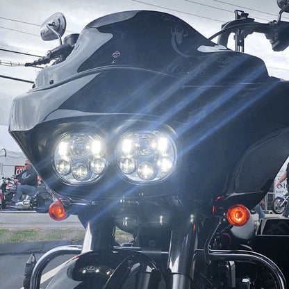 Harley® Road Glide '98-'13 Dual LED Chrome Headlight from HOGWORKZ® lit up