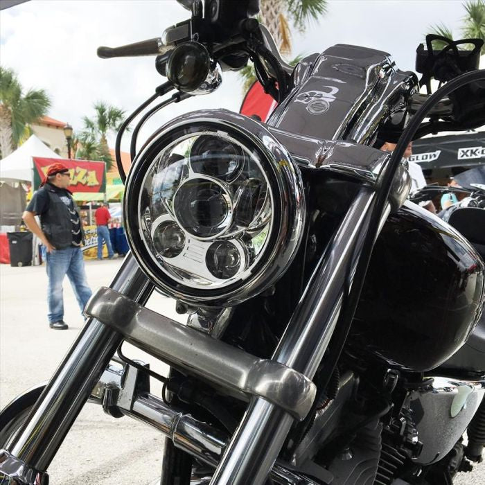 Harley® 5 3/4" LED Chrome V2™ Headlight from HOGWORKZ® on bike