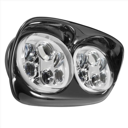Harley® Road Glide '98-'13 Dual LED Chrome HALOMAKER® Headlight from HOGWORKZ® angle