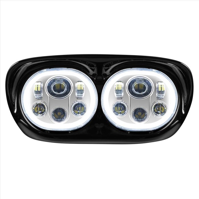 Harley® Road Glide '98-'13 Dual LED Chrome HALOMAKER® Headlight from HOGWORKZ®