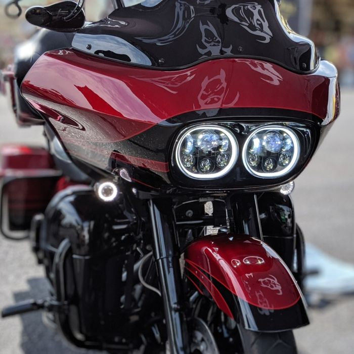 Harley® Road Glide '98-'13 Dual LED Black HALOMAKER® Headlight from HOGWORKZ® on Road Glide