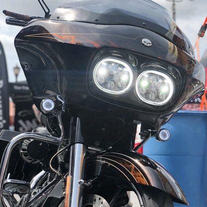 Harley® Road Glide '98-'13 Dual LED Black HALOMAKER® Headlight from HOGWORKZ® on shark
