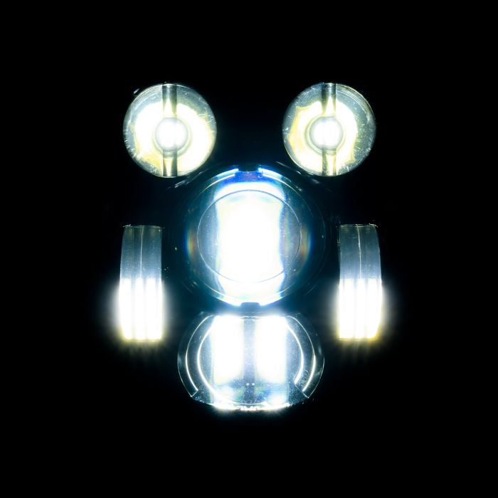 5 3/4" LED Chrome V2 Headlight for Honda® VT1300 Fury / Sabre / Stateline / Interstate  from HOGWORKZ high beam