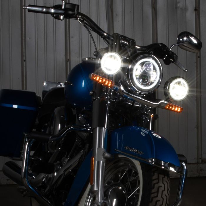 Chrome 4.5" LED HALOMAKER® Auxiliary Passing Lamps for Harley® & Indian®