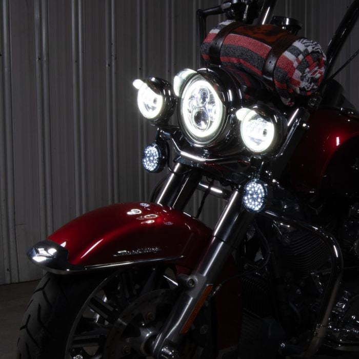 Chrome 4.5" LED HALOMAKER® Auxiliary Passing Lamps for Harley® & Indian®