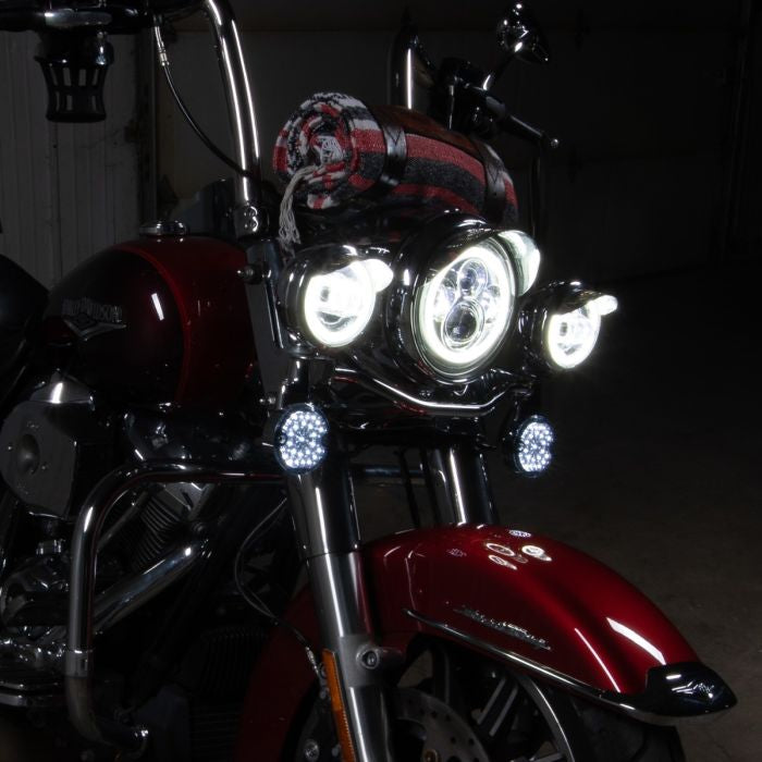Chrome 4.5" LED HALOMAKER® Auxiliary Passing Lamps for Harley® & Indian®