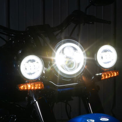 Harley® & Indian® Blackout 4.5" LED Auxiliary Passing Lamps on softail