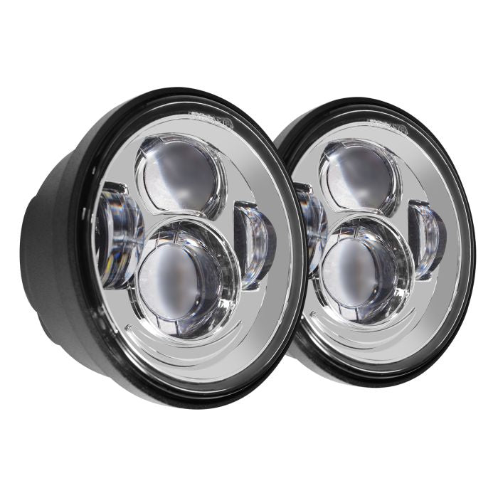 Harley Dyna Fat Bob 4.65" LED Chrome Headlight from HOGWORKZ angle view
