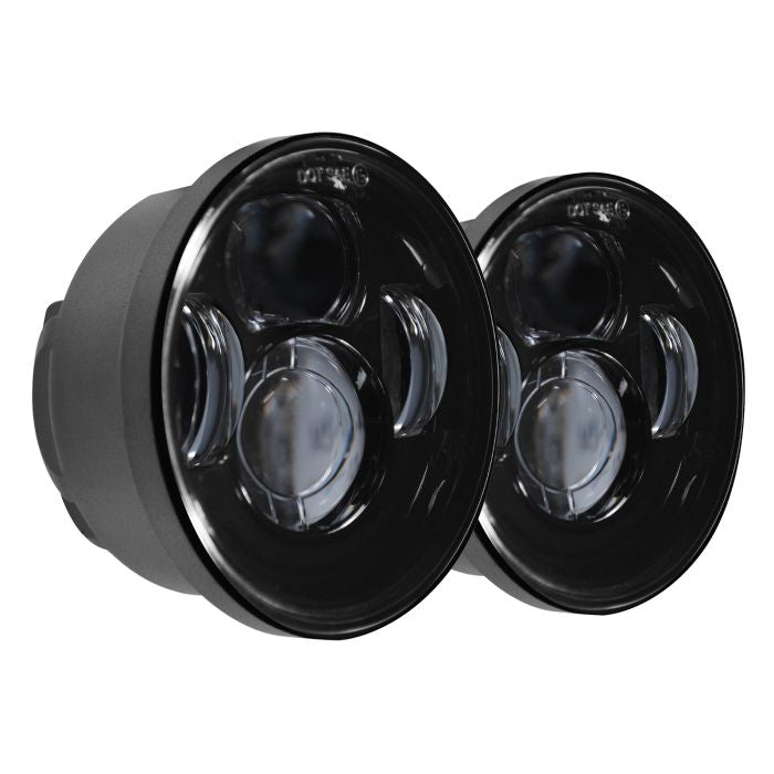 Harley® Dyna Fat Bob LED 4.65" Blackout Headlight for '08-'17 from hogworkz angle