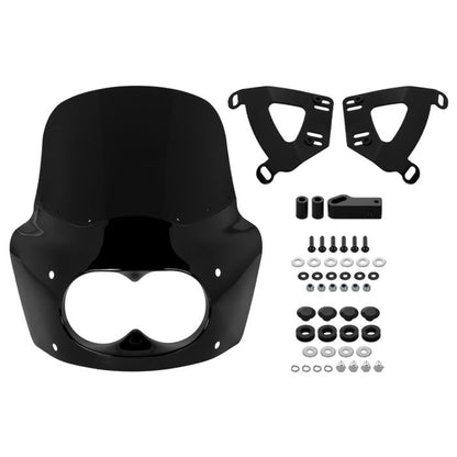 Vivid Black Outlaw Headlight Fairing for Harley® Dyna Fat Bob FXDF from HOGWORKZ kit