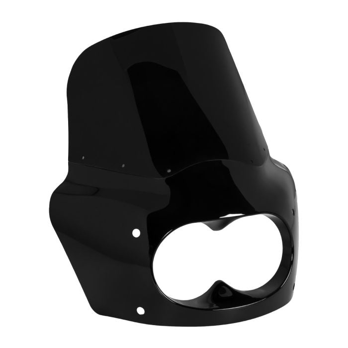 Vivid Black Outlaw Headlight Fairing for Harley® Dyna Fat Bob FXDF from HOGWORKZ right angle