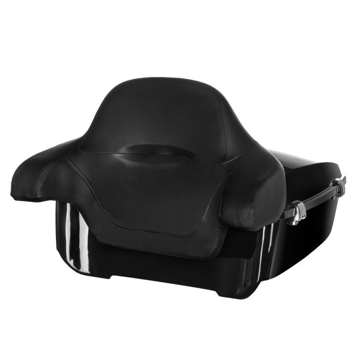 Color Match Harley® Touring King Tour Pack with Full Backrest with Chrome Hardware from HOGWORKZ front view