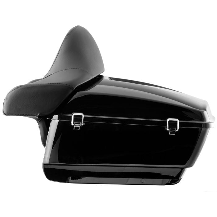 Color Match Harley® Touring King Tour Pack with Full Backrest with Chrome Hardware from HOGWORKZ side view