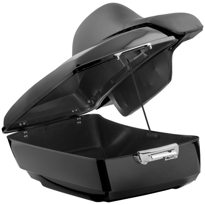 Color Match Harley® Touring King Tour Pack with Full Backrest with Chrome Hardware from HOGWORKZ open