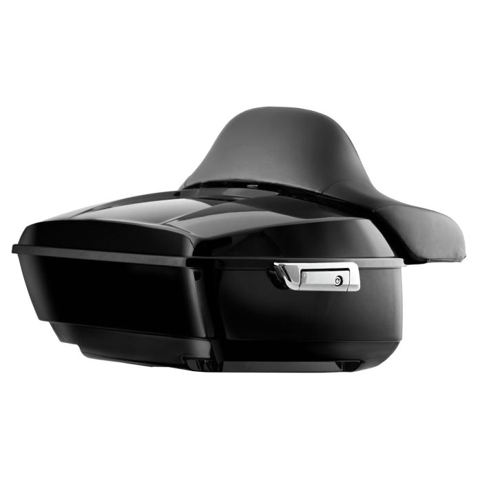 Color Match Harley® Touring King Tour Pack with Full Backrest with Chrome Hardware from HOGWORKZ rear angle