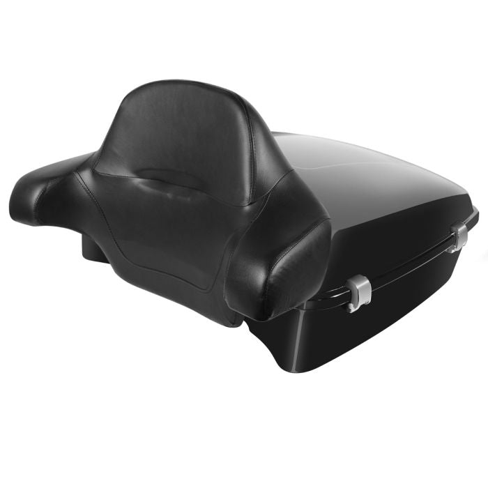 Color Match Harley® Touring Chopped Tour Pack with Full Backrest and Chrome Hardware front view