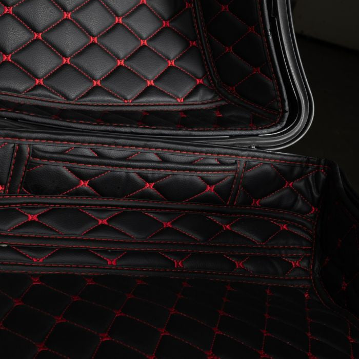 Chopped Tour Pack Liner for Harley-Davidson from HOGWORKZ® with red  stitching close up