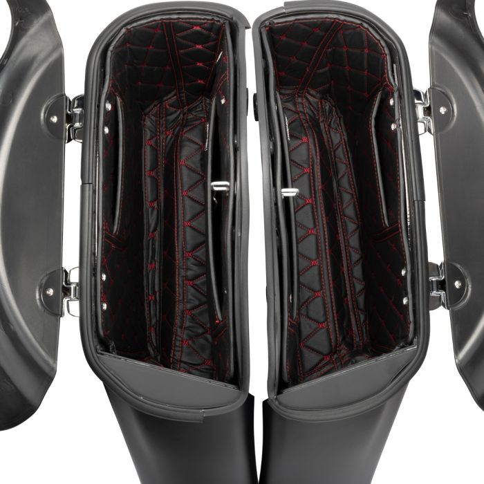 Indian Saddlebag Liners withy red stitching from HOGWORKZ top view