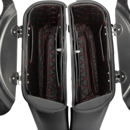 Indian Saddlebag Liners withy red stitching from HOGWORKZ top view