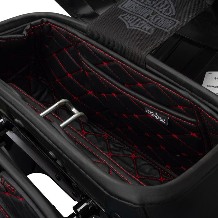 Custom Color HOGWORKZ® OEM Harley® Softail Heritage Saddlebag Liners '18-'23 angle