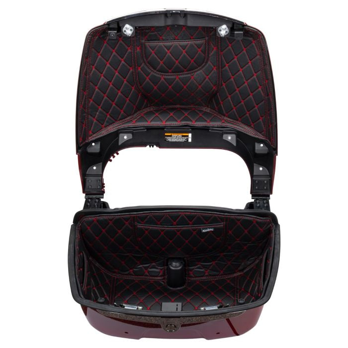 HOGWORKZ® OEM Indian® Tour Pack Liner Black with Red Stitching open
