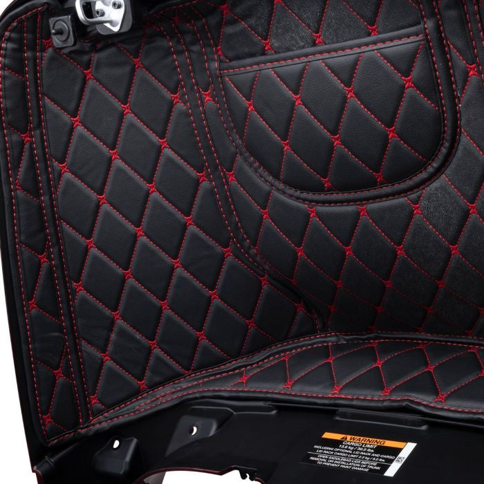 HOGWORKZ® OEM Indian® Tour Pack Liner Black with Red Stitching close up