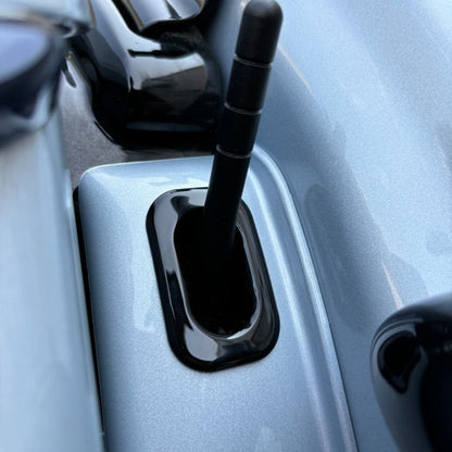 Gloss Black Antenna Hole Covers / Fillers for Harley® Touring Open from HOGWORKZ close up