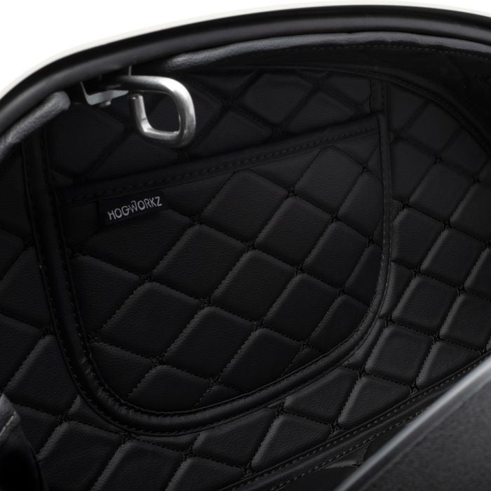 Black Stitching HOGWORKZ® Saddlebag Liners for Harley® Low Rider ST pocket