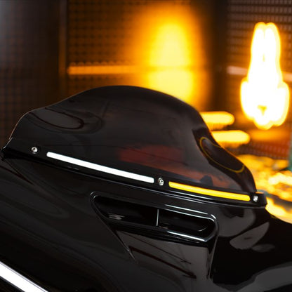 HOGWORKZ® Black Lumipro LED Windshield Trim for Harley® Touring left turning signal