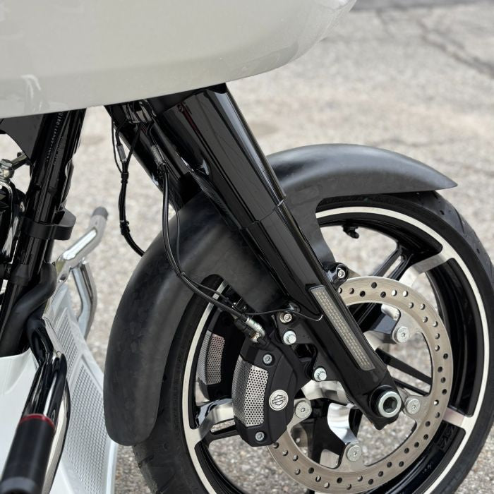 Forged Carbon Fiber Front Fender for Harley® Touring from HOGWORKZ on bike side