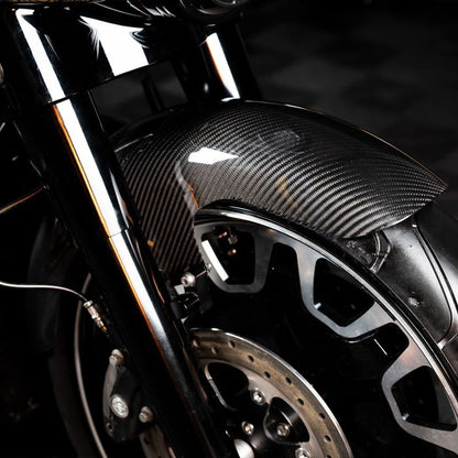 HOGWORKZ® 100% Carbon Fiber Mid-Length 19" Front Fender for Harley® Touring close up
