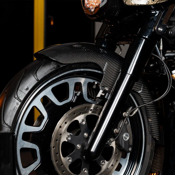 HOGWORKZ® 100% Carbon Fiber Mid-Length 19" Front Fender for Harley® Touring on harley motor