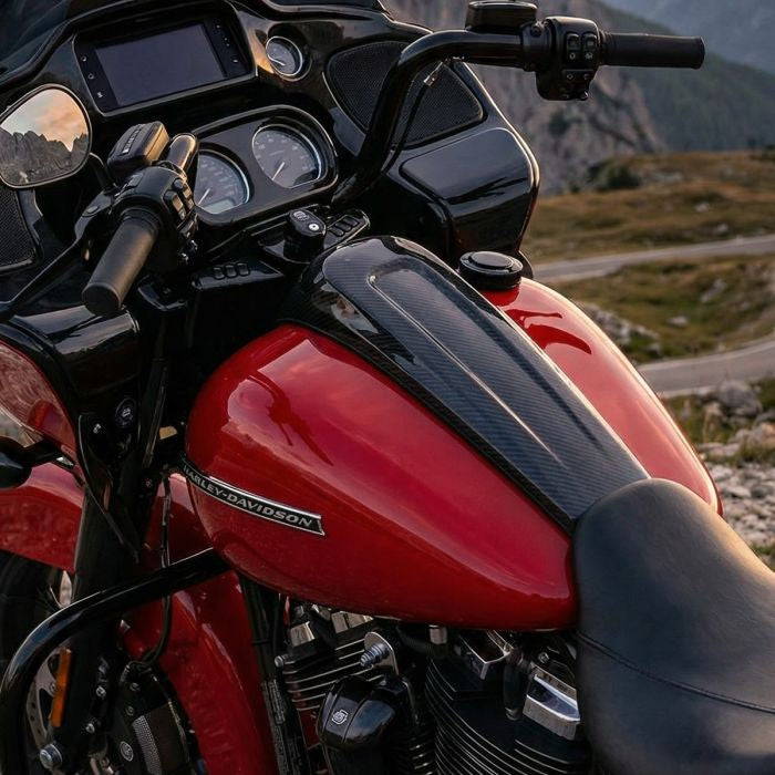 Carbon Fiber Flatline Tank Topper™️Dash Console for Harley® FLHXS / FLTRXS from HOGWORKZ on bike