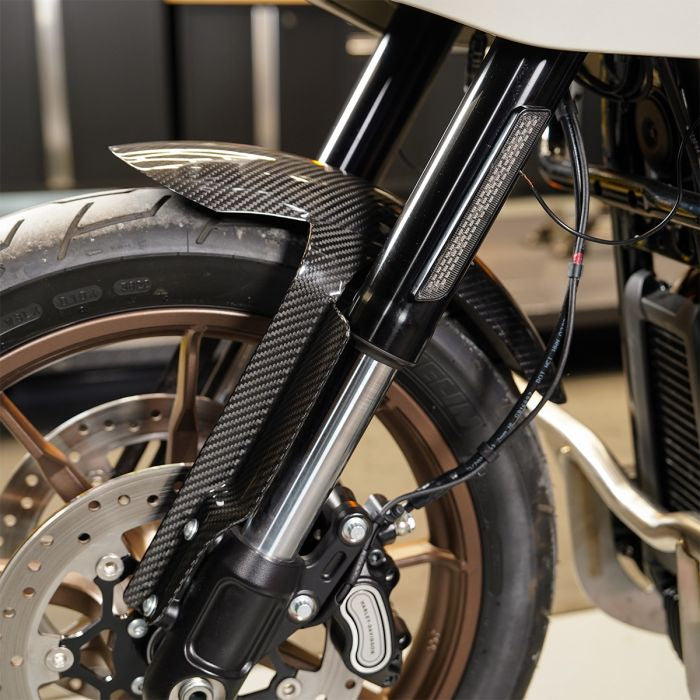 Carbon Fiber Chopped Front Fender for Harley® Low Rider S / Low Rider ST from HOGWORKZ on bike