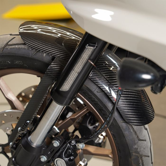 Carbon Fiber Chopped Front Fender for Harley® Low Rider S / Low Rider ST from HOGWORKZ close up