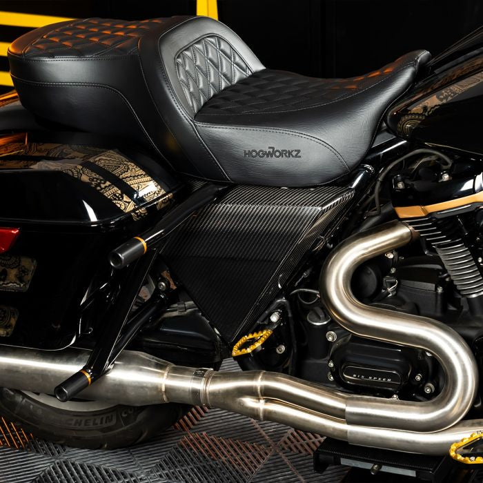 Carbon Fiber Chopped Side Covers for Harley® Touring from HOGWORKZ on bike