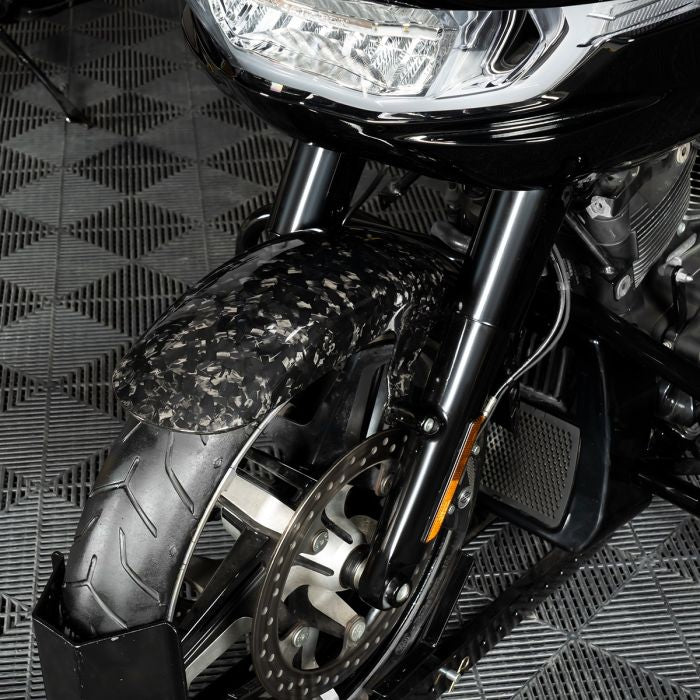 HOGWORKZ® Gloss Forged Carbon Fiber Front Fender for Harley® Touring on bike
