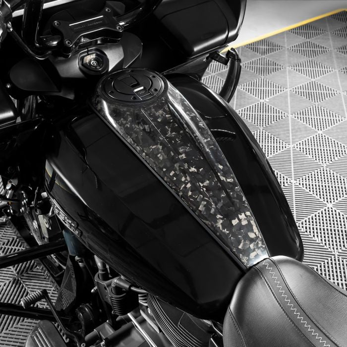 HOGWORKZ® Gloss Forged Carbon Fiber Tank Topper Dash for Harley® Touring on bike