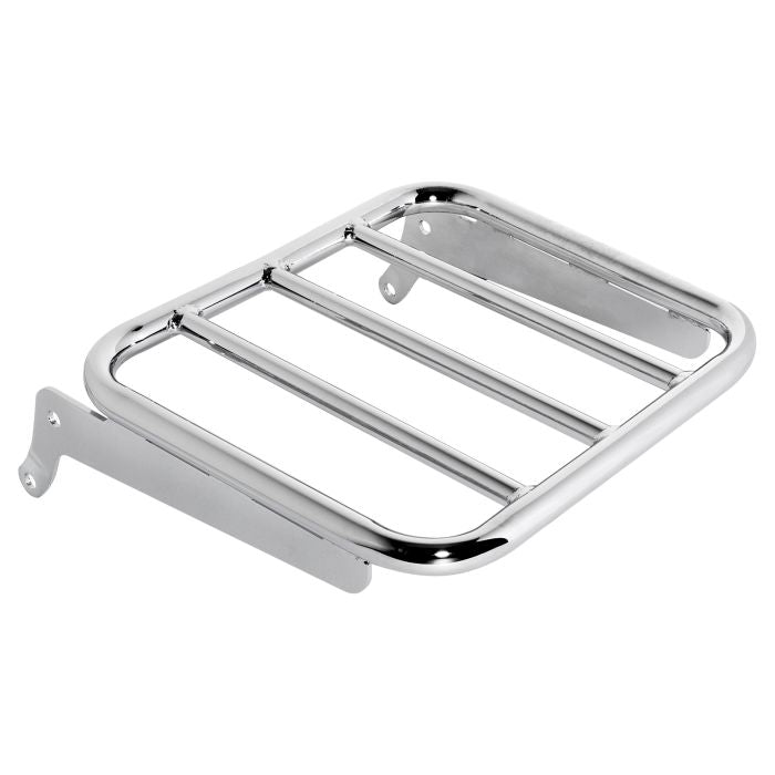Harley Softail Chrome Luggage Rack Add-On for Sissy Bar Backrest '18-'23 from hogworkz angle