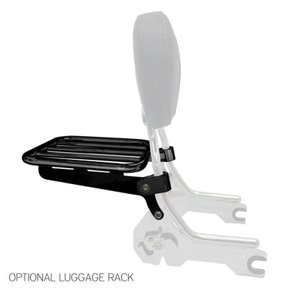 Harley® Softail Black Sissy Bar Luggage Rack for '18-'23 from HOGWORKZ angle