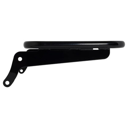 Harley Softail Black Luggage Rack Add-On for Sissy Bar Backrest from hogworkz side view