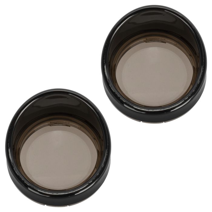 Black Visor Turn Signal Trim Rings for Harley-Davidson® Models with 1157 Bullet Style Smoked Lens from HOGWORKZ pair
