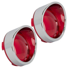 Chrome Visor Turn Signal Trim Rings for Harley-Davidson® Models  with 1157 Bullet Style Red Lens from HOGWORKZ angle